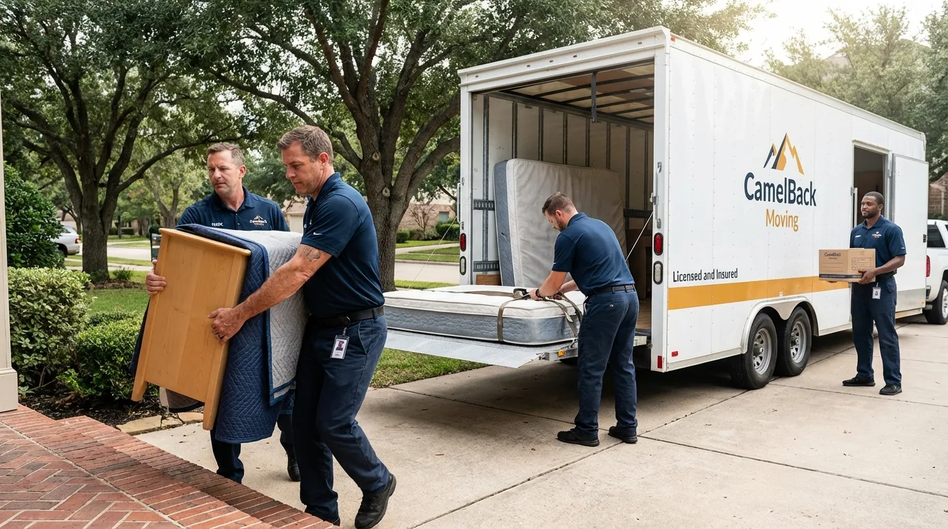 Crew loading residential truck for cross-state move from Daphne, AL