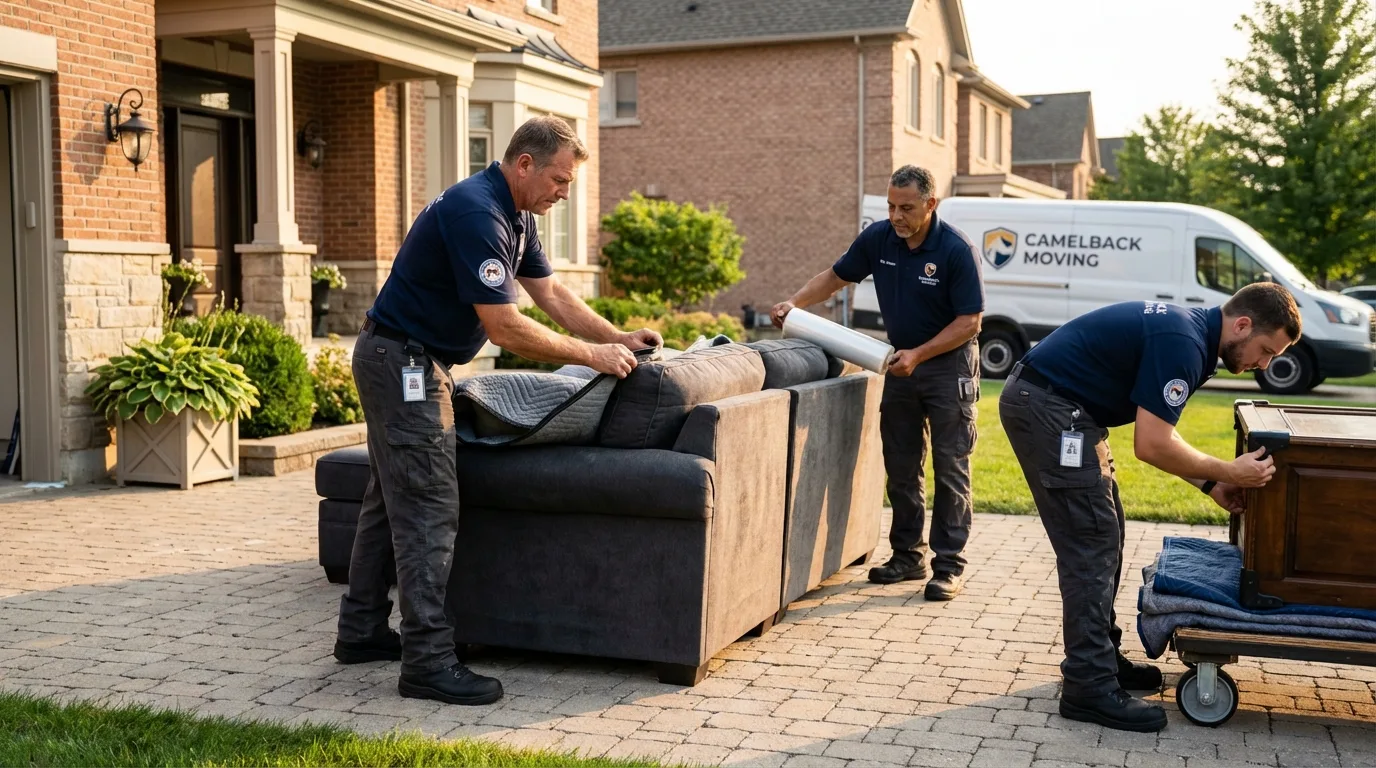 Large estate moving crew wrapping furniture in Daphne, AL